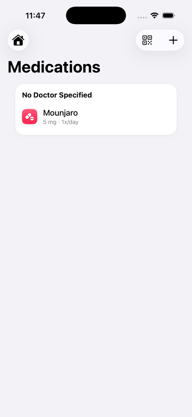 MedRecall Medications screen